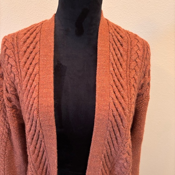 Nili Lotan x Target Open Front Cable Knit Cardigan Rusty Orange, Small - Picture 4 of 14